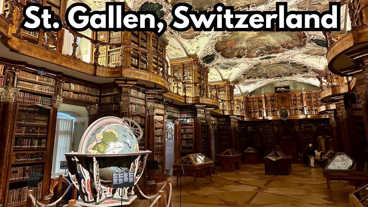 Visiting the best and most beautiful library in Switzerland. St. Gallen, Switzerland