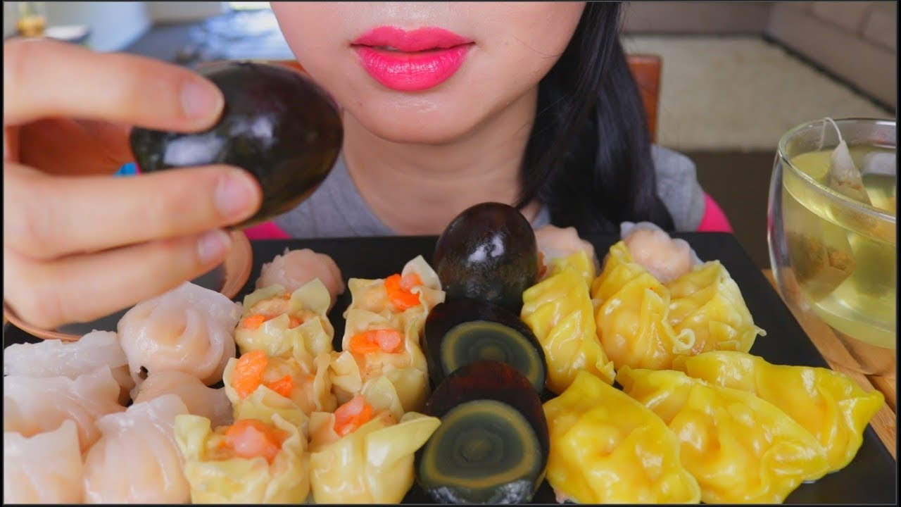 ASMR SHRIMP DUMPLINGS | CENTURY EGGS | EATING SOUNDS | NO TALKING