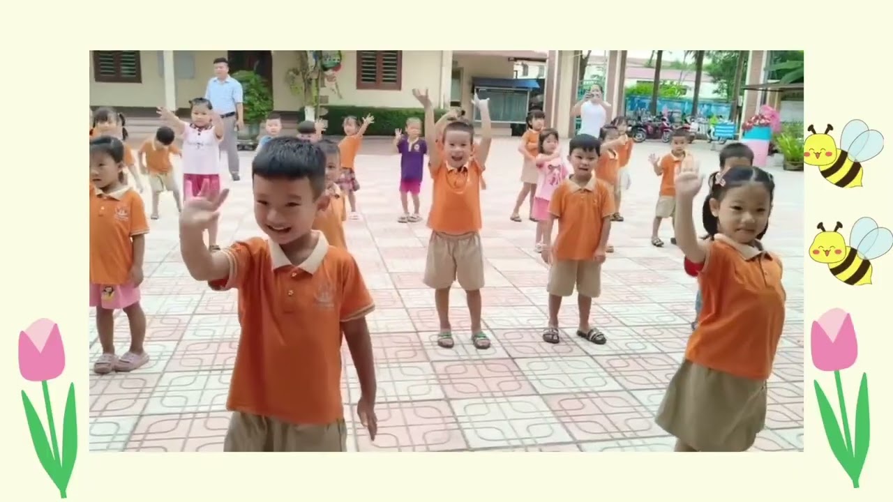 Warm-up activities with the children of Tan Than preschool @TrườngMầmnonTânThành