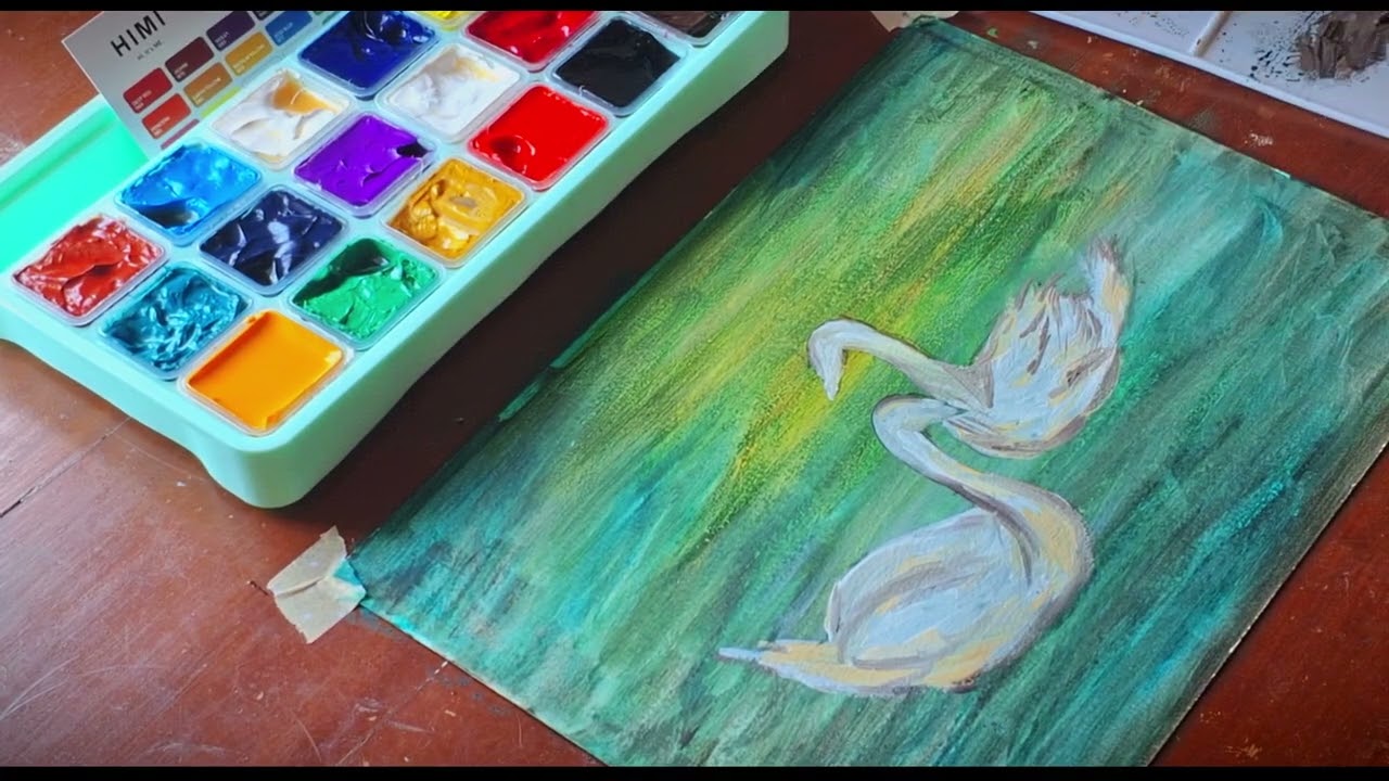 Lussie🍒|Draw swans on the lake|Himi Gouache