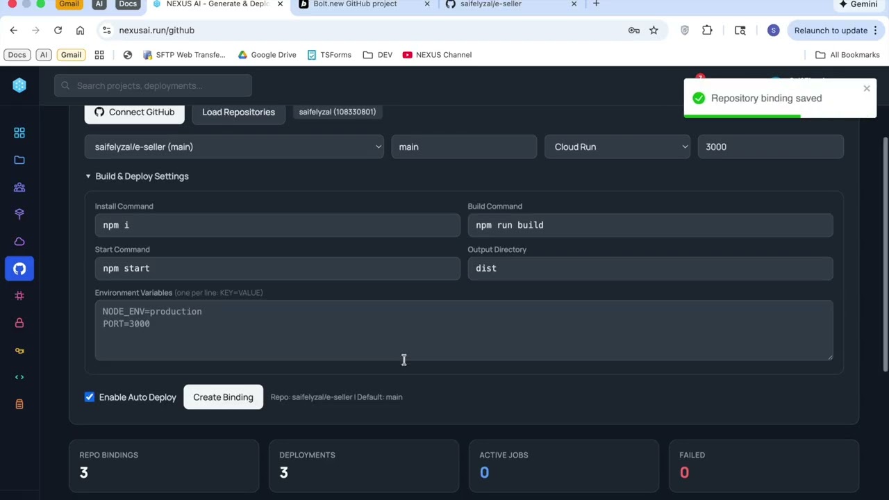 Build with bolt.dev → Deploy Instantly on NexusAI 🚀 AI Cloud Container Deployment to Google Cloud