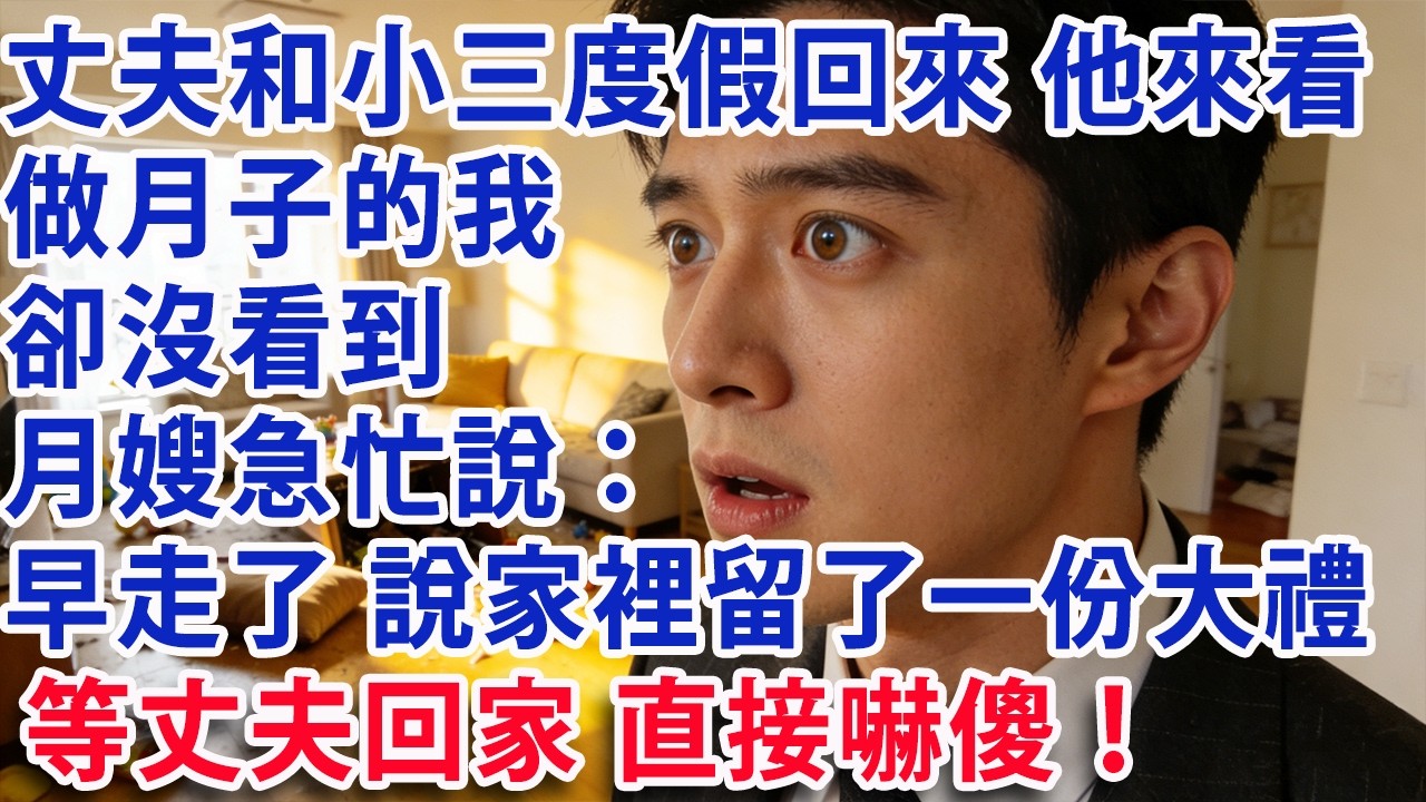 【满分爽文】丈夫和小三度假回來 他帶飯來看做月子的我 卻沒有看到 月嫂急忙說：太太三天前就走了 還說家裡留了一份大禮  等丈夫回家 直接嚇傻！#婆媳 #家庭 #老年生活