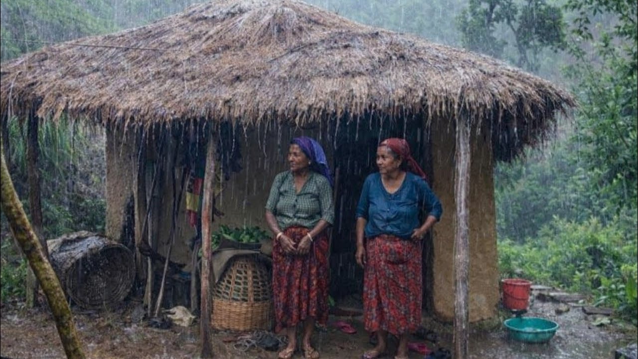 This is Himalayan Village || During the Heavy Rainy Season |Daily Activities People in Village Life