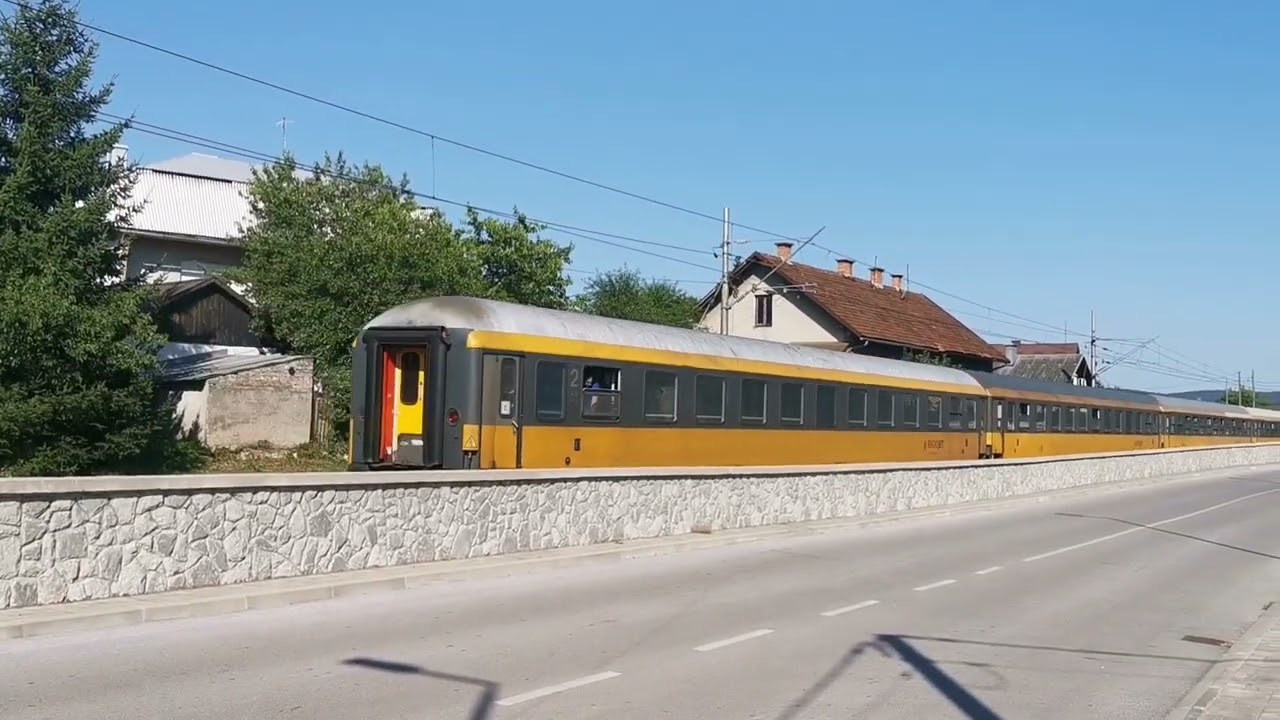 Rijeka - Praha arrival and departure from Ogulin station. Croatia