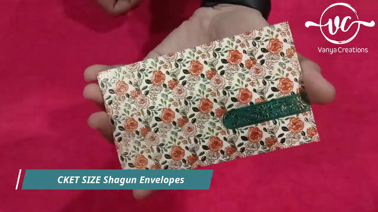 Vanya Creations Paper Floral Printed Matte Finish Pocket Size Shagun Envelopes, Cream Color - PE82