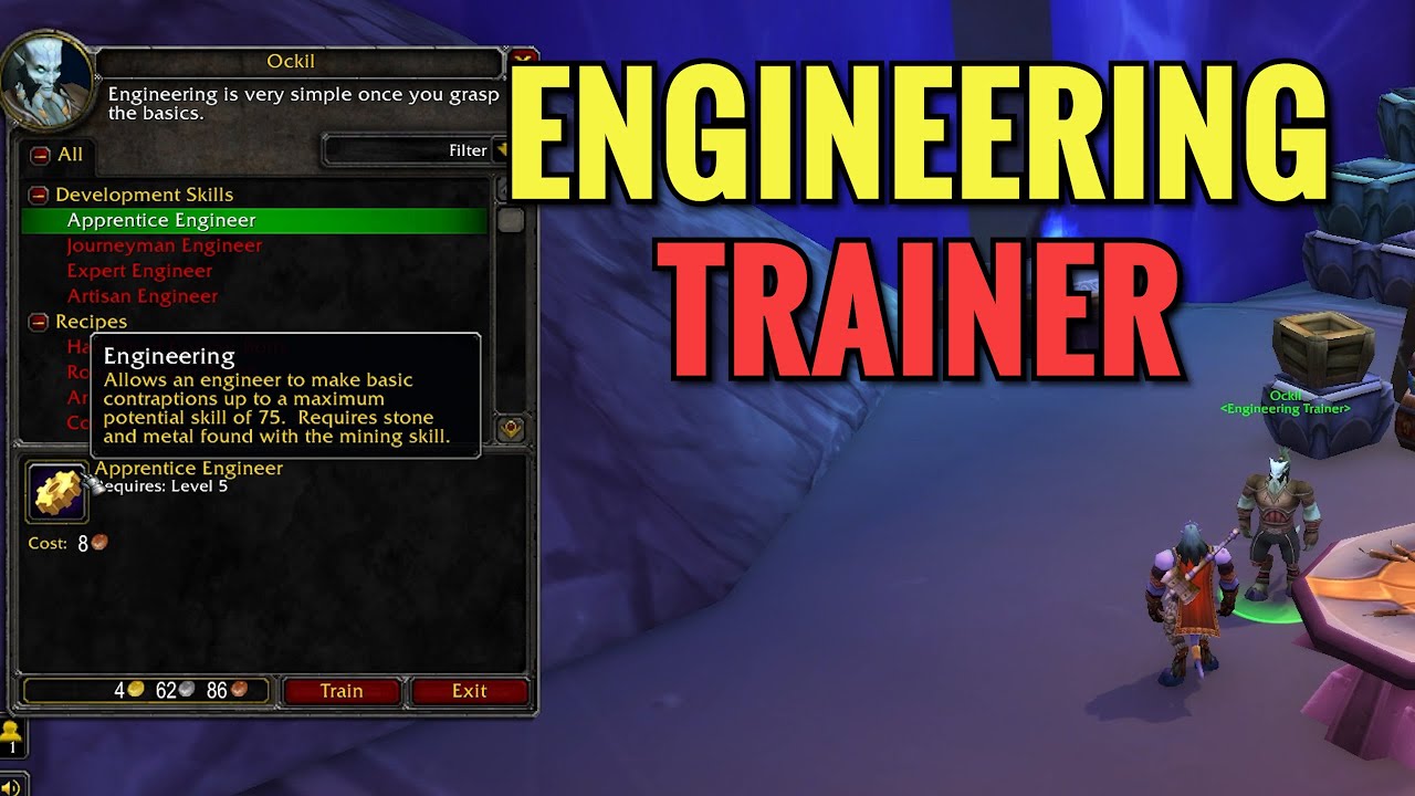Exodar Engineering Trainer Location (WoW TBC)