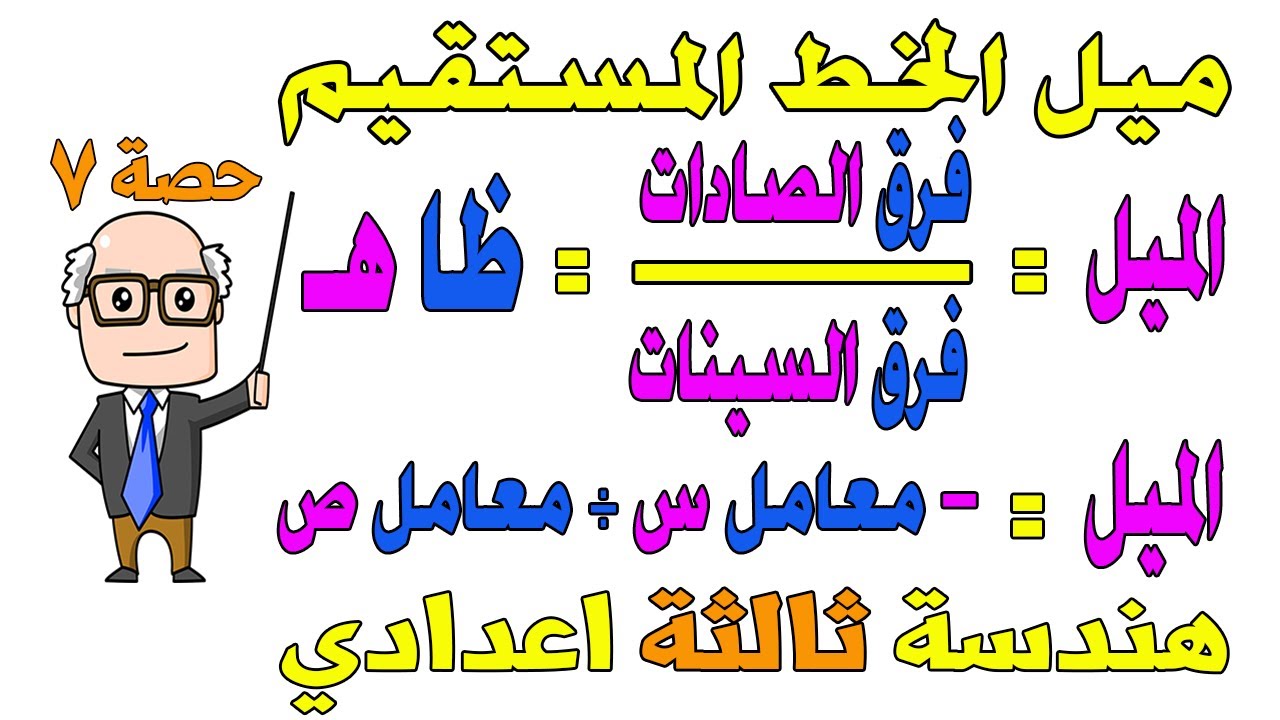 ميل الخط المستقيم هندسة للصف الثالث الاعدادي الترم الاول | الجزء الاول | حصة 7