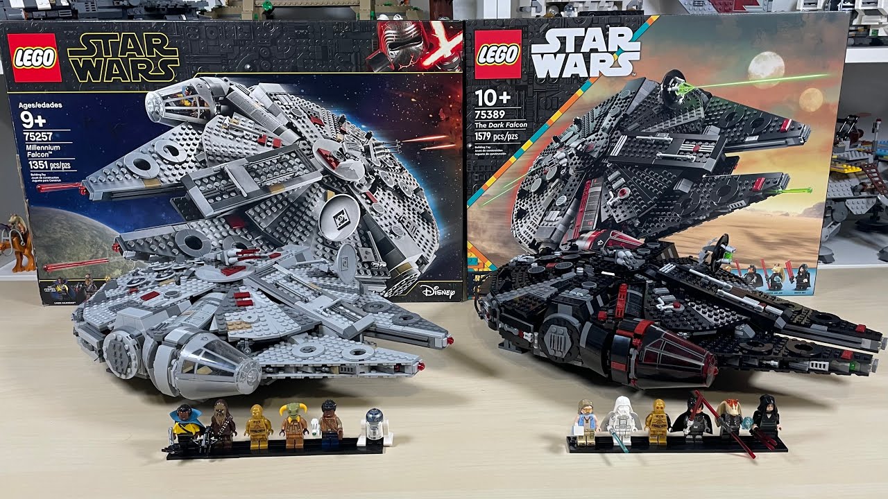 LEGO Star Wars Millennium Falcon 75257 vs The Dark Falcon 75389 Comparison!
