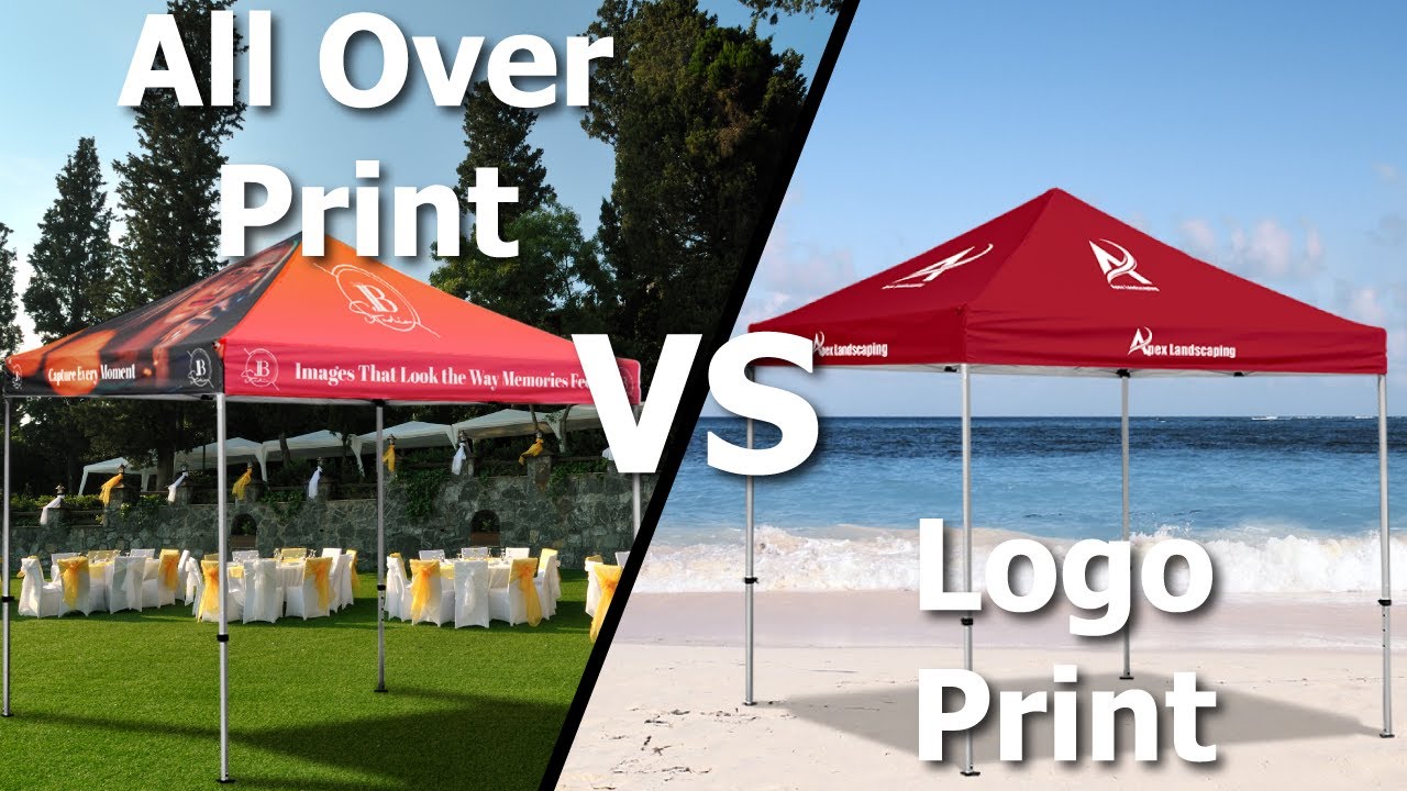 10x10 Tent Printing Options: Logo Print VS All Over Print - (Vispronet)