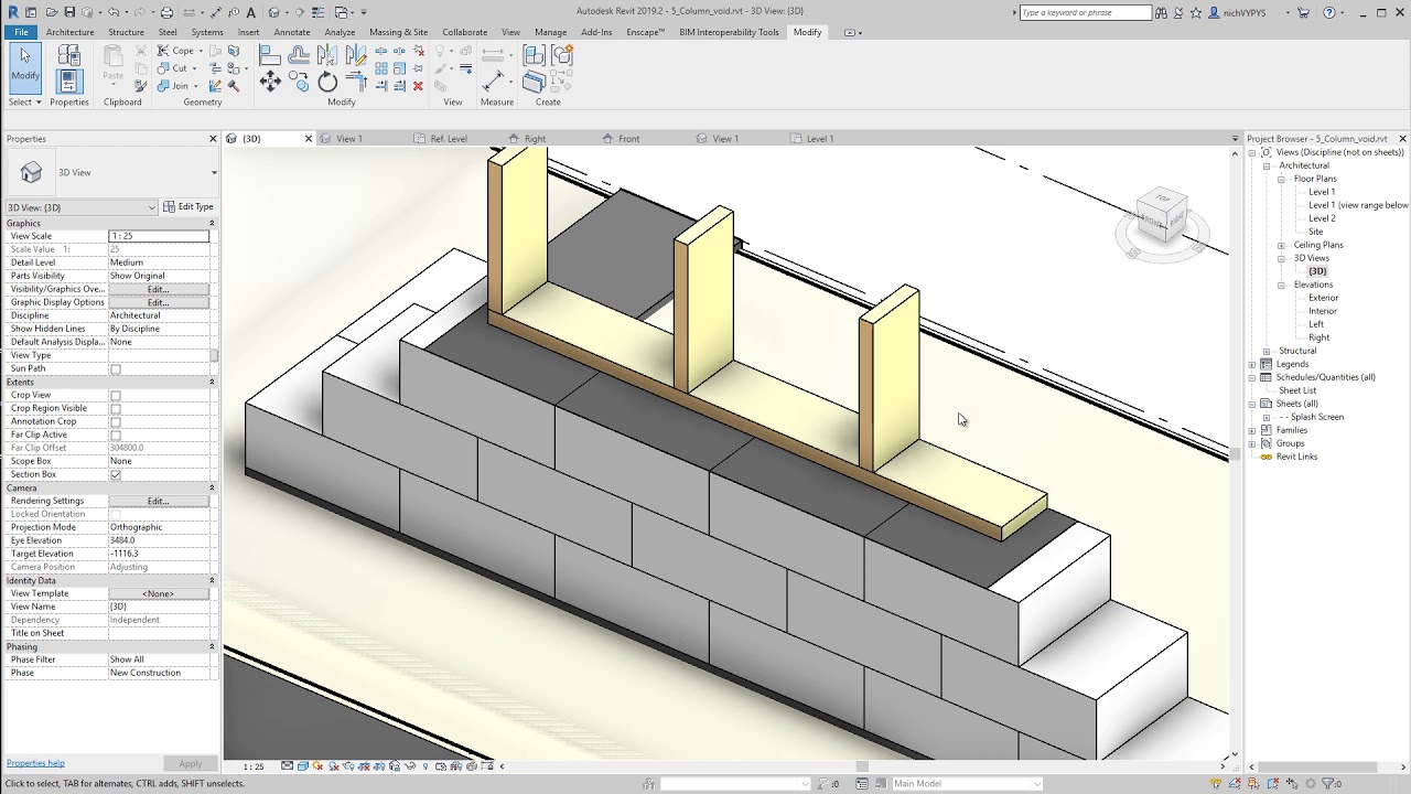 5. Void extrusion. Special Timber with a cut. Vertical (as a Column)
