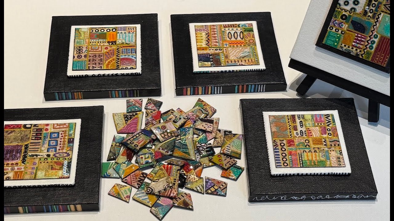 Gel Print Art Ep 29:  What To Do With The Tiniest Scraps/Mini Collages/Buttons and More