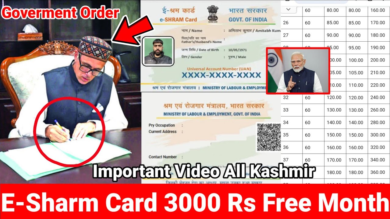 Viral Video: E-Sharm Card Free 3000 Rs All Kashmir Govt.New Order Important Video For All Kashmir