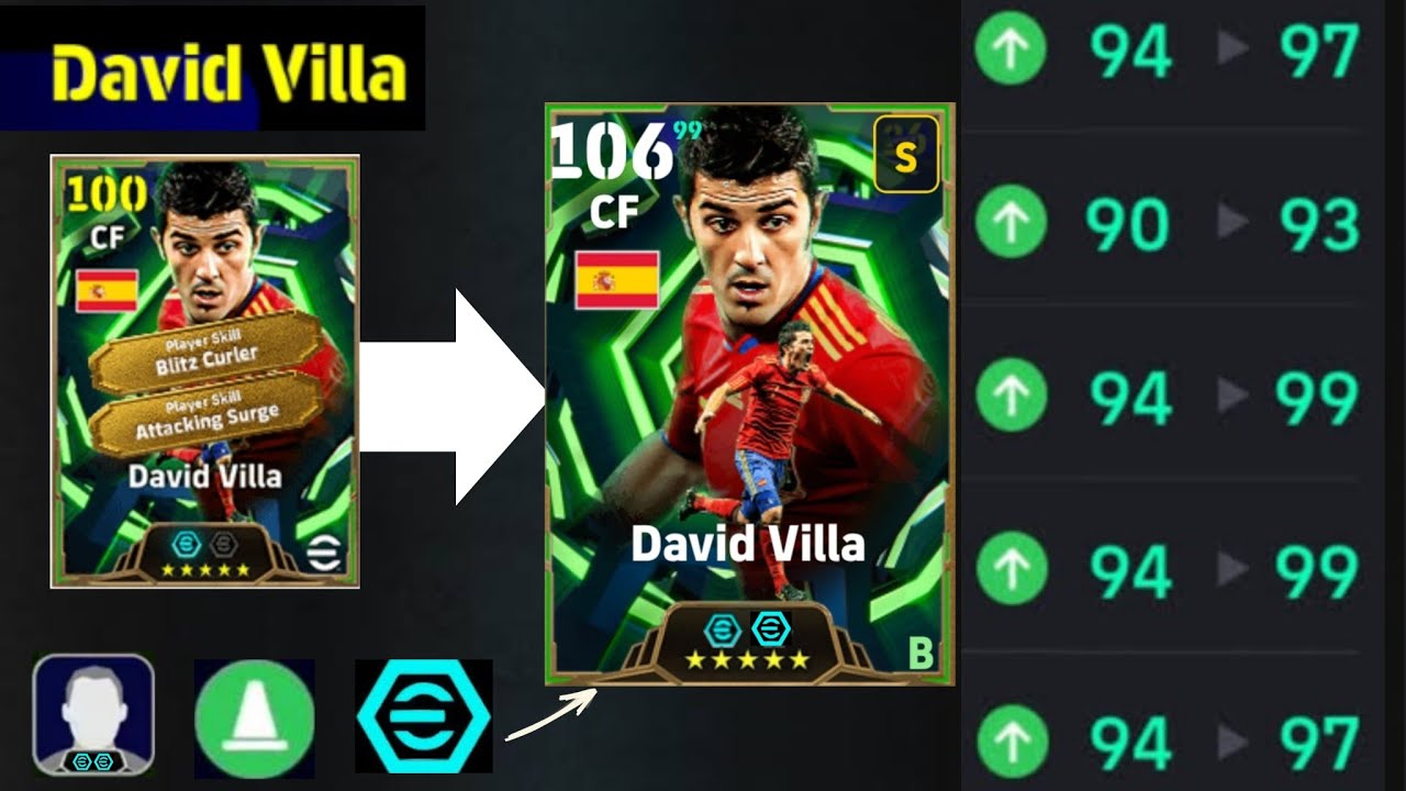 David Villa 106 Лучшая прокачка с бустером | Развитие игрока eFootball 2026