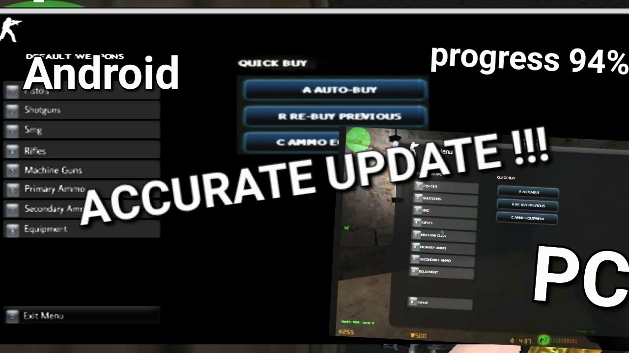 COUNTER STRIKE XTREME V6 ANDROID ACCURATE UPDATE PT3!! NEW STYLE BUY MENU [ZOMBIE MODE 3 GAMEPLAY]