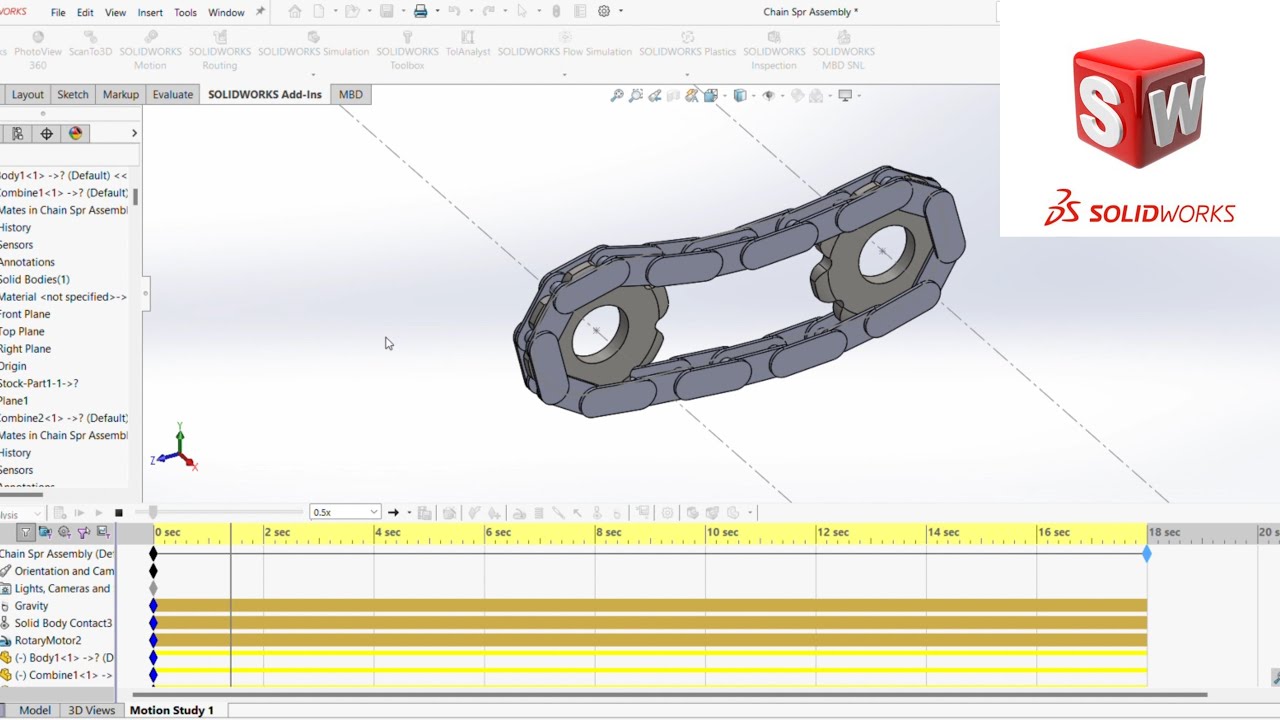 Chain & Sprocket Mechanism 3D Modeling and Motion Analysis in SolidWorks | A Detailed Tutorial  2024