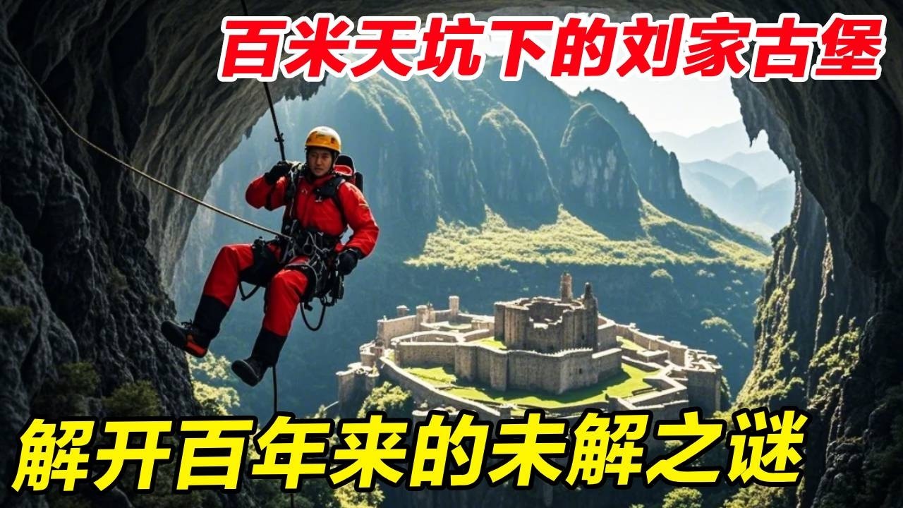 胆大小伙索降百米天坑，寻找消失百年的刘家古堡，终于揭开传说中的未解之谜【户外小北哥】