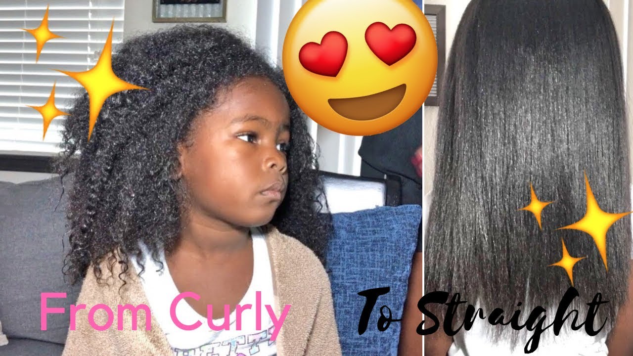 HOW I STRAIGHTEN MY 4 YEAR OLD'S NATURAL CURLY HAIR!