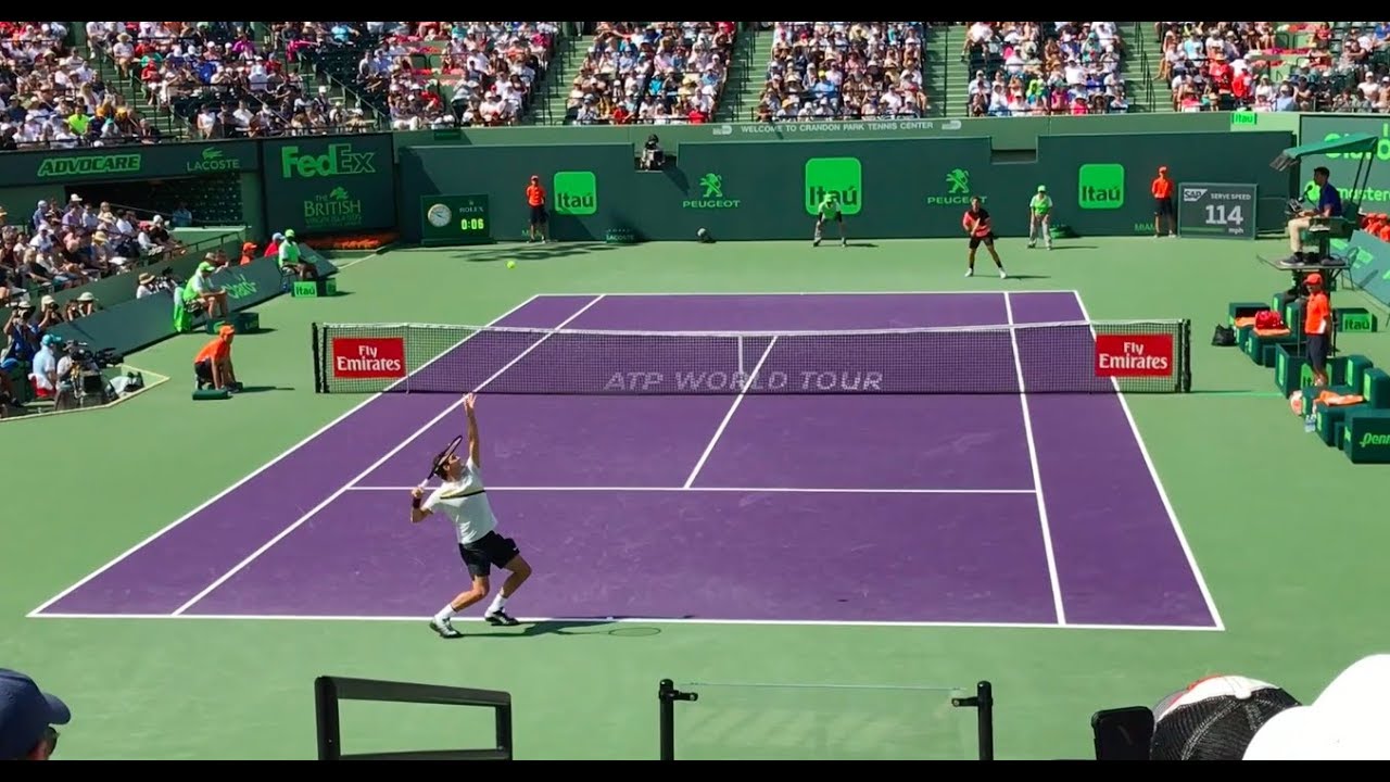Roger Federer vs Thanasi Kokkinakis (Court Level View) Miami Open 2018 HD