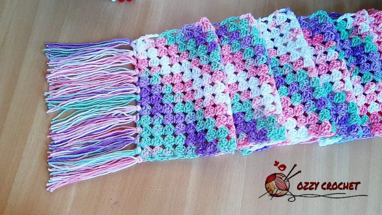 كروشيه كوفيه بغرزة جراني C2C _ C2C granny stitsh  _ Ozzy Crochet