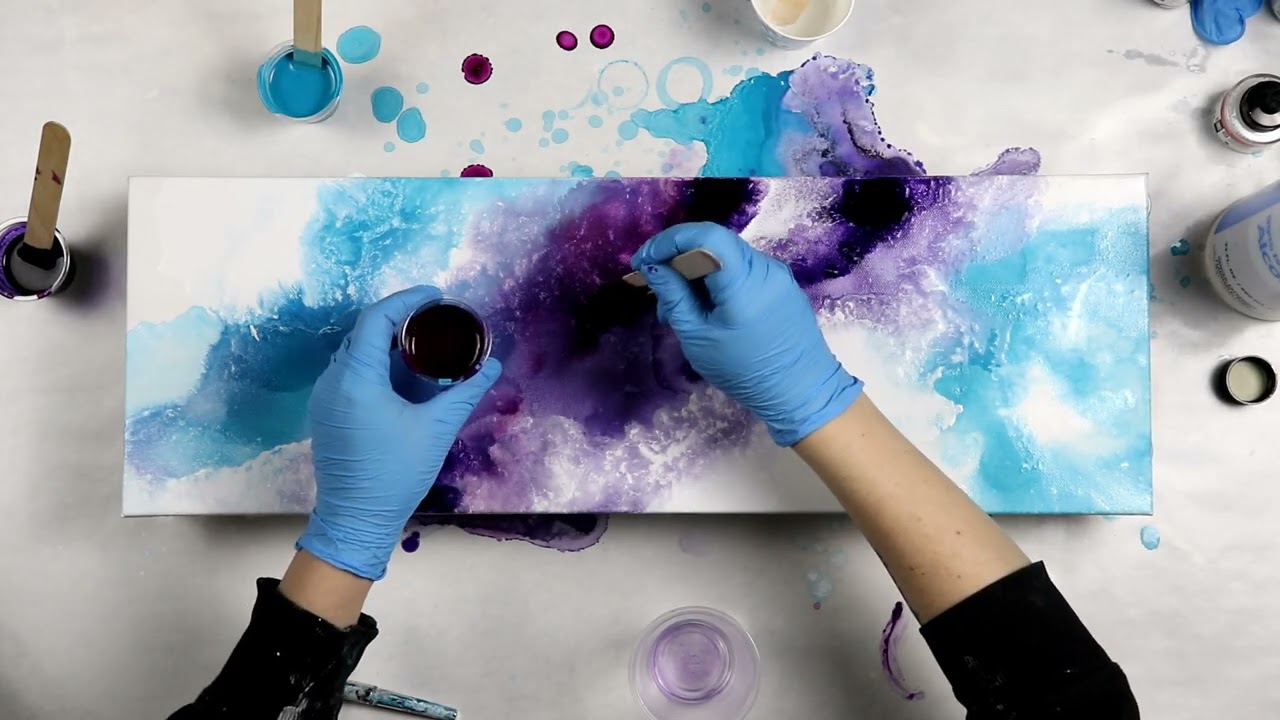 (903) *NEW* Mixed Media Galaxy Acrylic Pour Painting, Acrylic Inks and Rubbing Alcohol