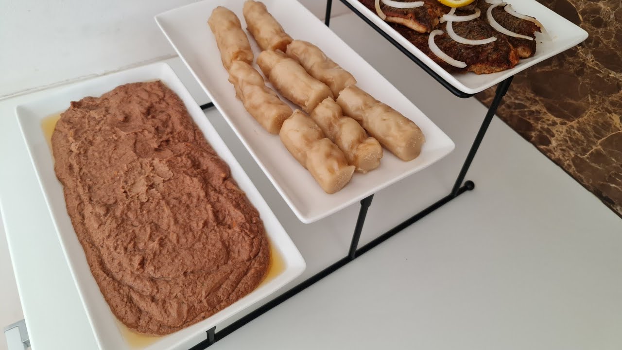 Bobolo and Mboh( Groundnut paste)like ABC. Just use uncooked water fufu for an easy peasy bobolo