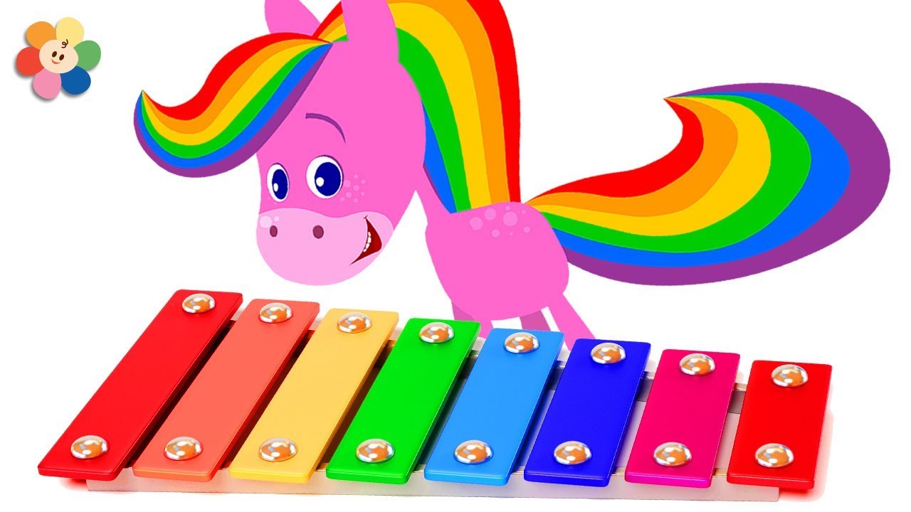 Learn Colors with Xylophone & More Musical Instruments | Rainbow Horse & Color Crew | BabyFirst