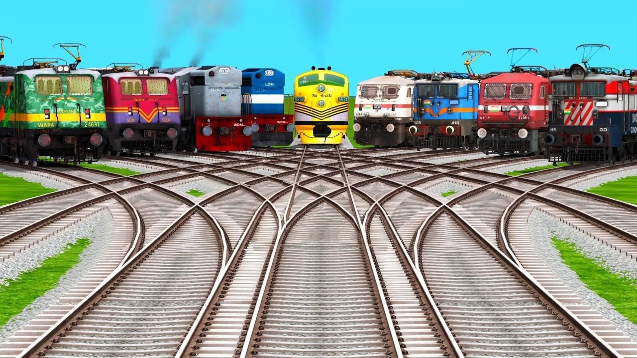 9👼 Indian Locomotives Crossing On Cuverd Branched Railroad Tracks | train simulator classic gameplay