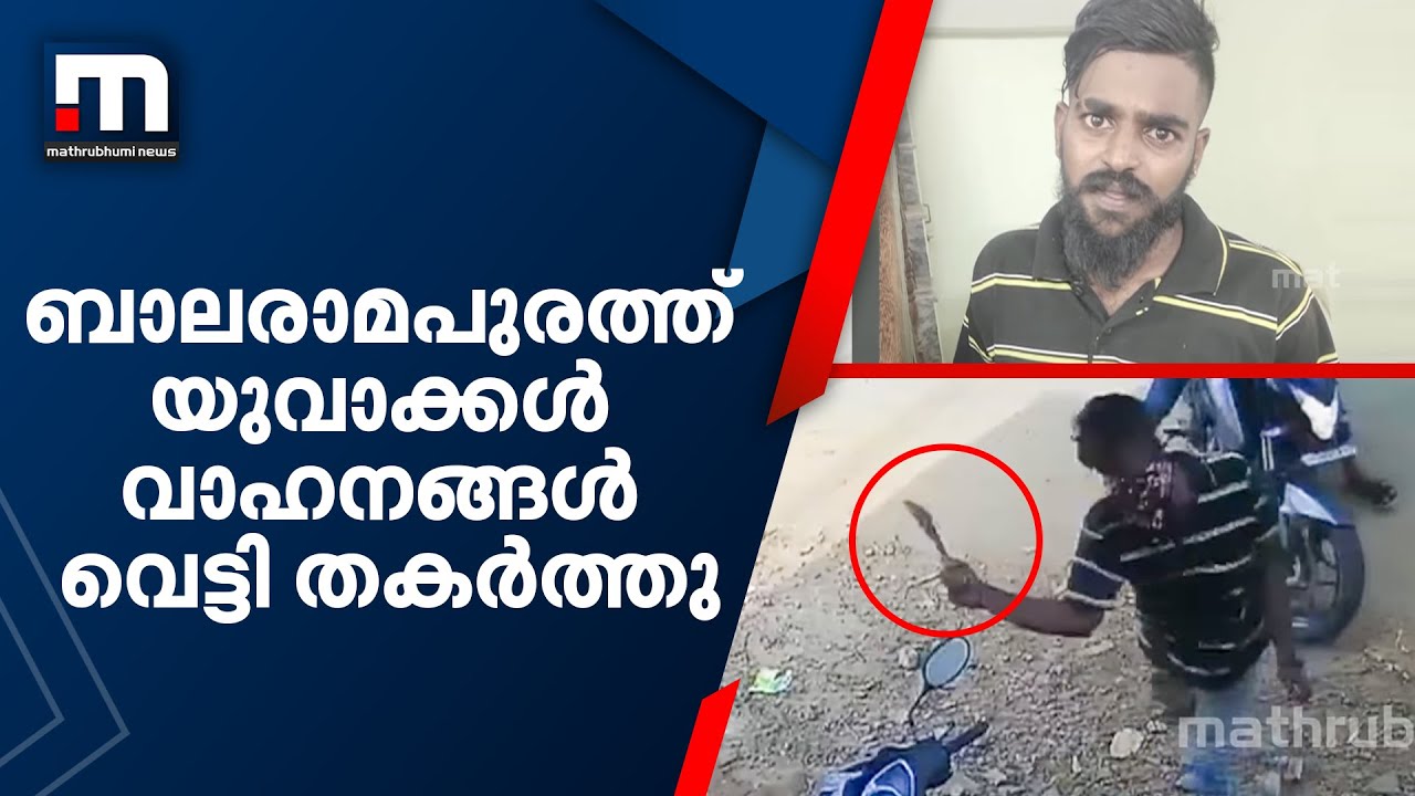 ബാലരാമപുരത്ത് രണ്ട് യുവാക്കള്‍ പത്തിലധികം വാഹനങ്ങള്‍ വെട്ടി തകര്‍ത്തു| Mathrubhumi News