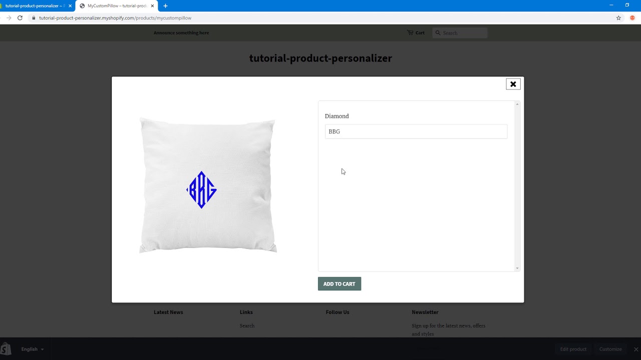 Configure product with multiple Monogram , Image group, Conditional logic   Custom Pillow