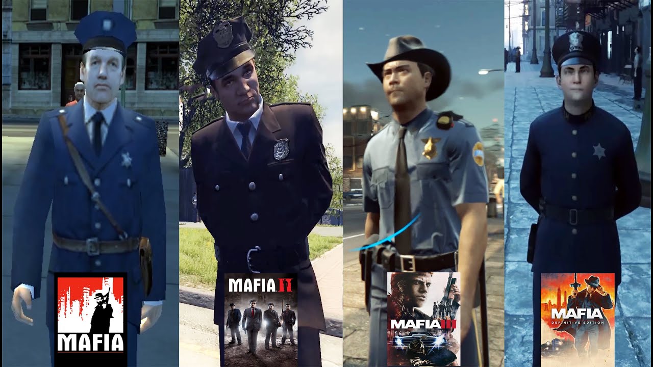 Сравнение экипировки/ареста полицейских в играх серии Mafia (2002-2020)