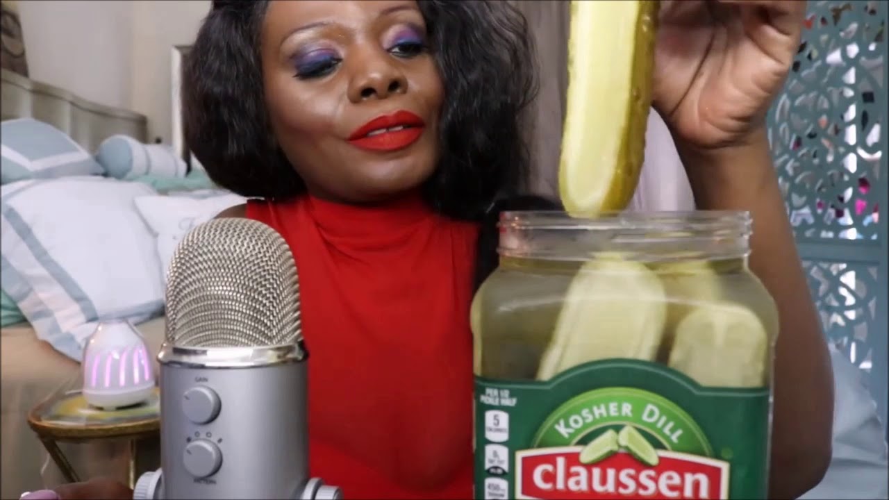 ASMR eating pickles but it's extremely bass boosted