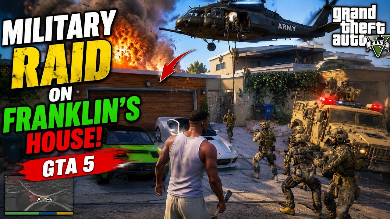😱 100 Soldiers Raided Franklin's House! 🚁 | GTA 5