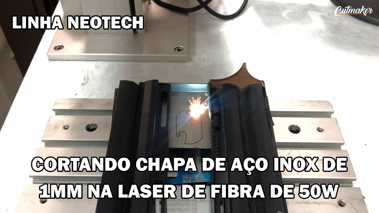 Cortando Chapa de Aço Inox de 1 mm | Laser de Fibra de 50W | Linha Neotech | Cutmaker