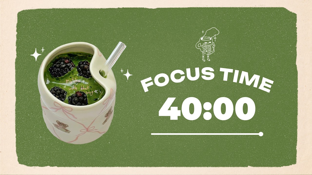 🍵 Study with Me | Matcha Latte For Cute Day| 40/10 Timer | Chill Lo-fi 🎶 | 4 Hour Focus Session