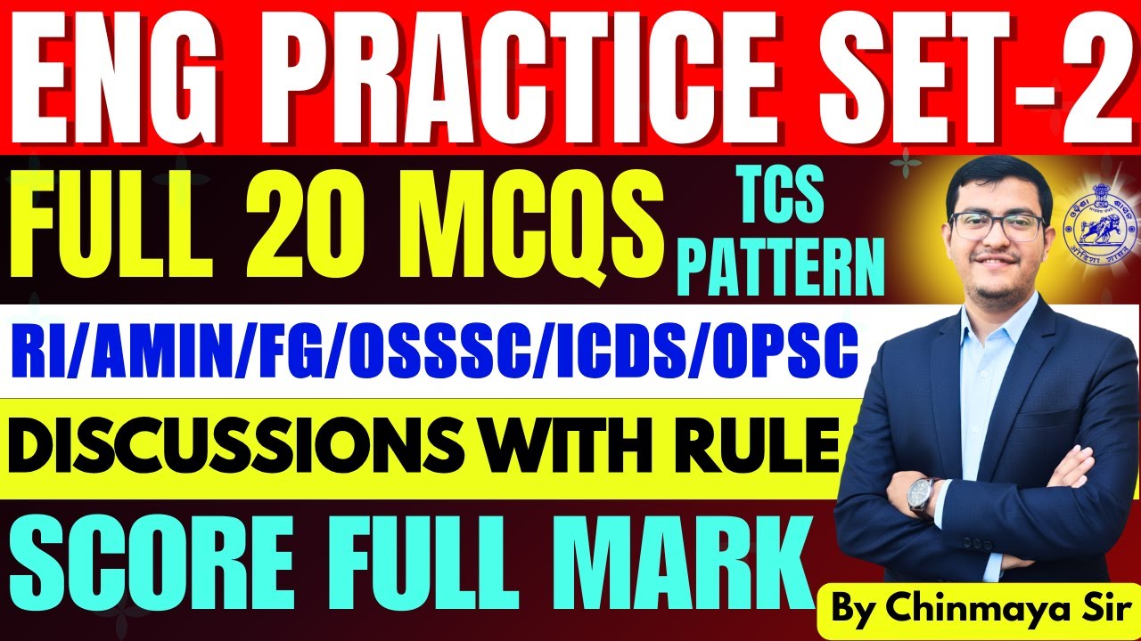 English Practice Set 2 | 20 Most Imp Questions | TCS Pattern| RI, ICDS,FG,EC, SI, OSSSC OSSC| CP SIR