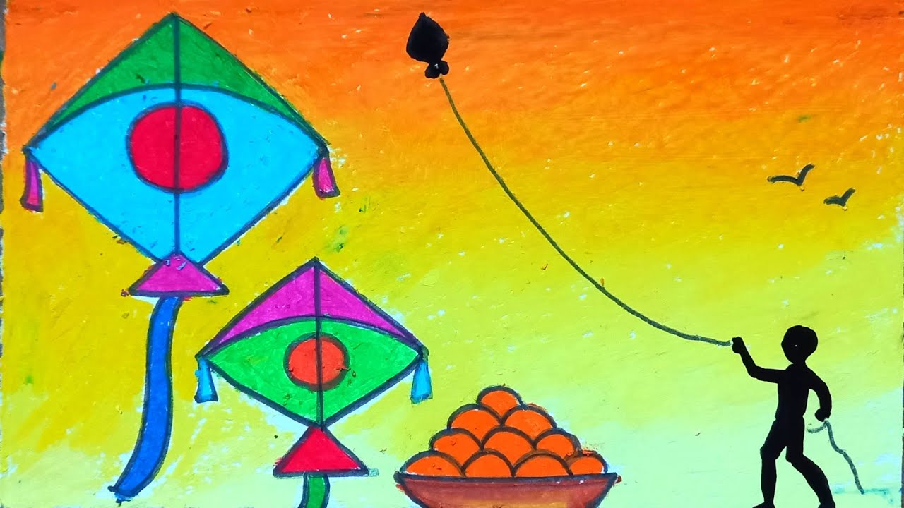 makar sankranti drawing easy