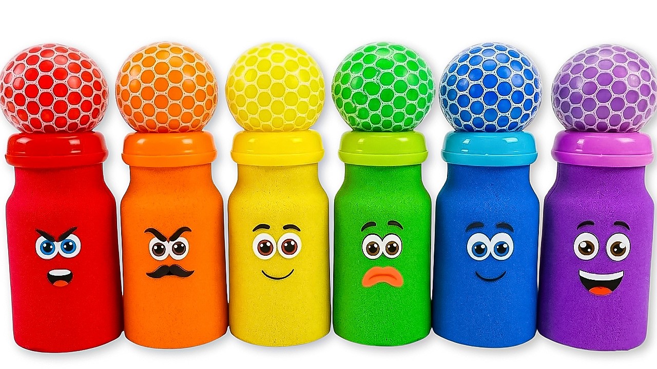 ASMR How to Make Clown Colorful Bottle & Stress Ball Cutting with Kinetic Sand🌈Satisfying Video