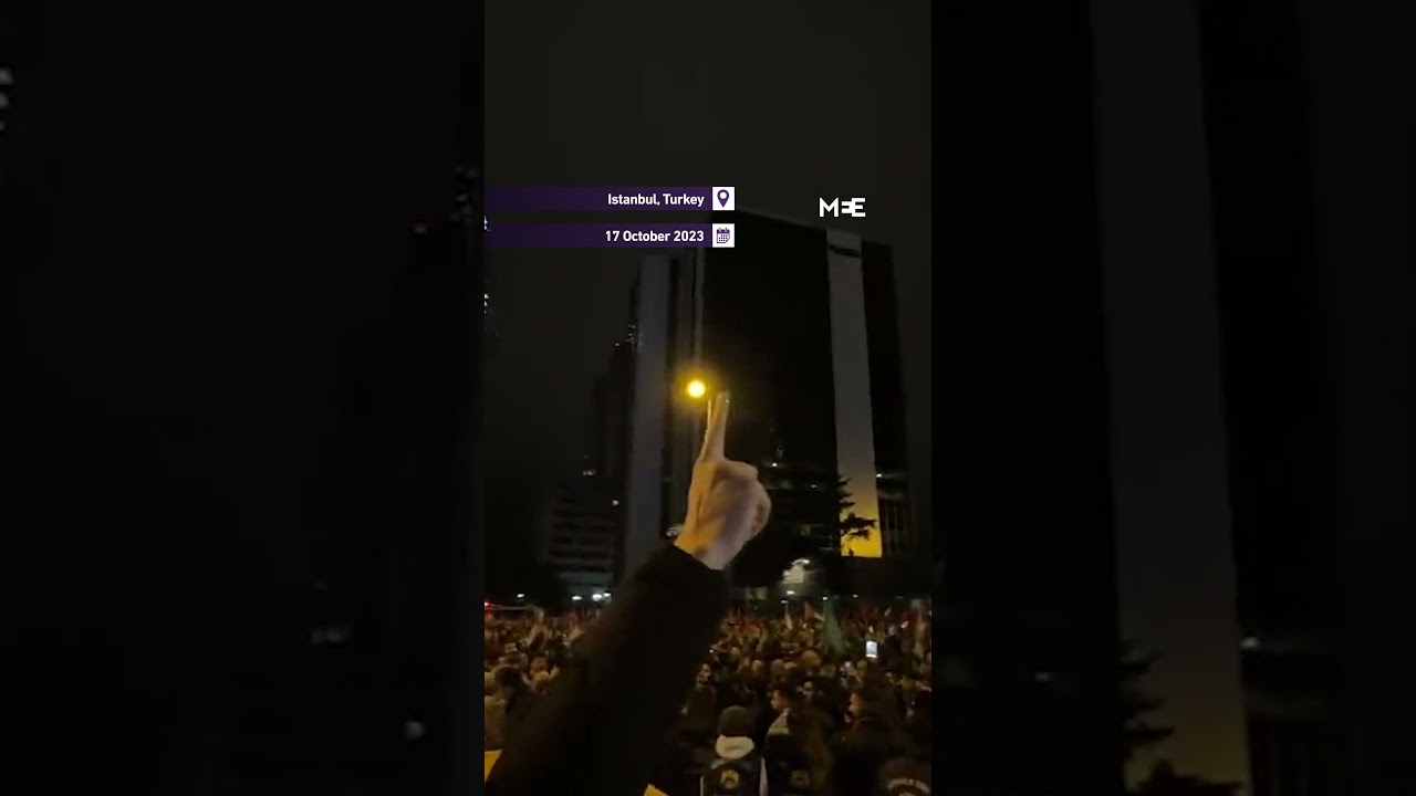 Mass protests outside Israeli Consulate in Istanbul following Gaza hospital bombing