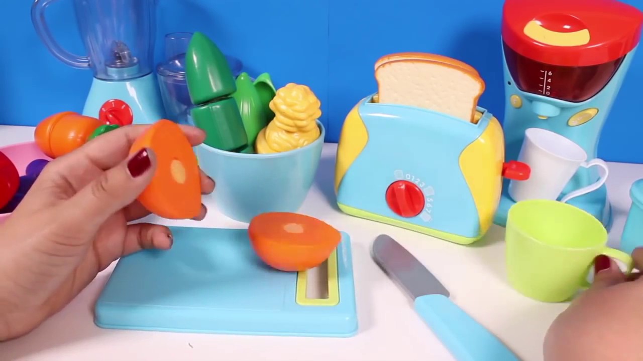 Cooking Playset Just Like Home Kitchen Appliance Set Toaster, Blender, Mixer & Coffee Machine