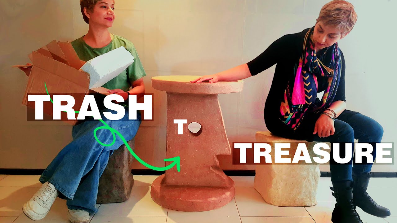 I Built a Unique Profile-Shaped Table from Cardboard + Papier Mâché! | Trash to Treasure DIY