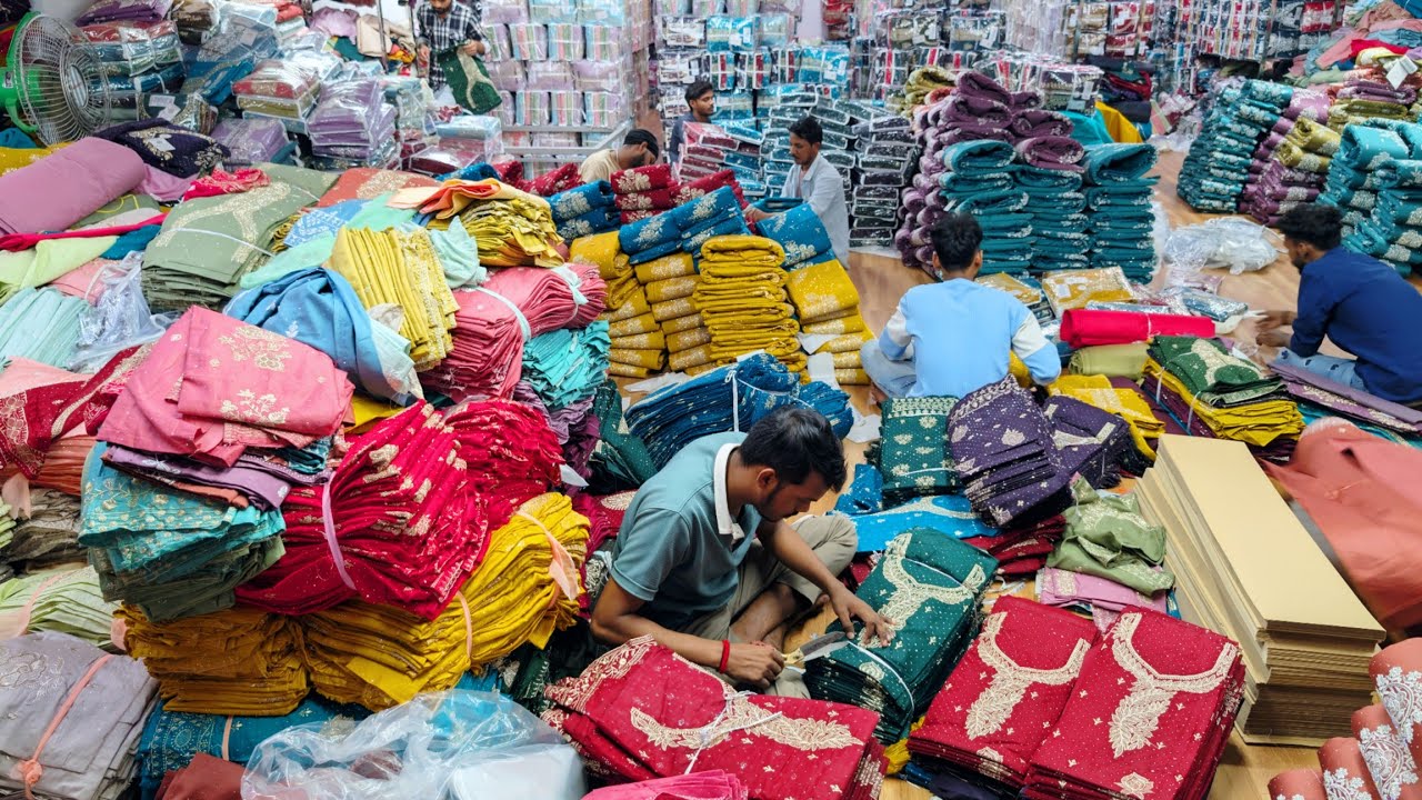 लेडिज सूट की असली फैक्ट्री Ladies suit dress material factory in surat Ladies suit wholesale market