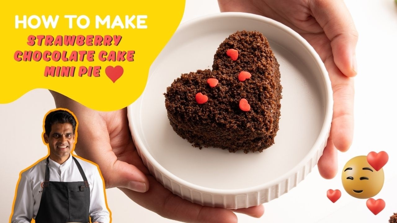 Strawberry Valentine Eggless Chocolate Cake Pie