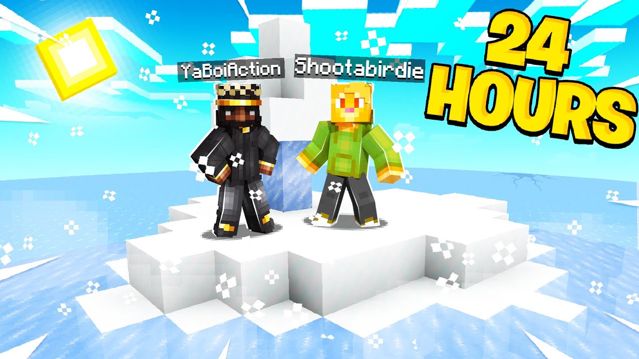 Surviving on a Ice Island for 24 Hours in Minecraft! (W/ YaBoiAction & SHOOTABIRDIE)