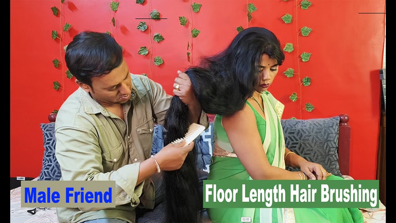 Floor Length Hair Brushing by Male Friend