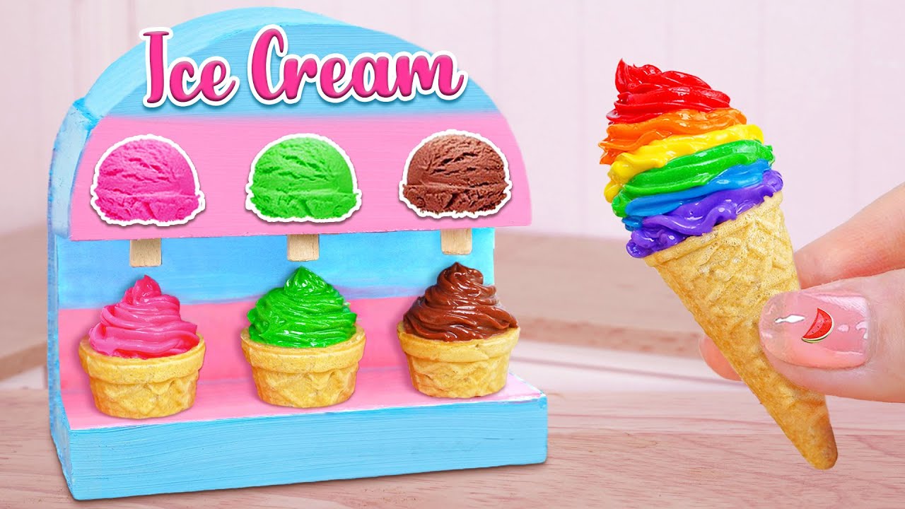 Rainbow Ice Cream 🍧🍨 Fresh Miniature Ice Cream Machine Decorating | Mini Cakes Making Ice Cream Cone