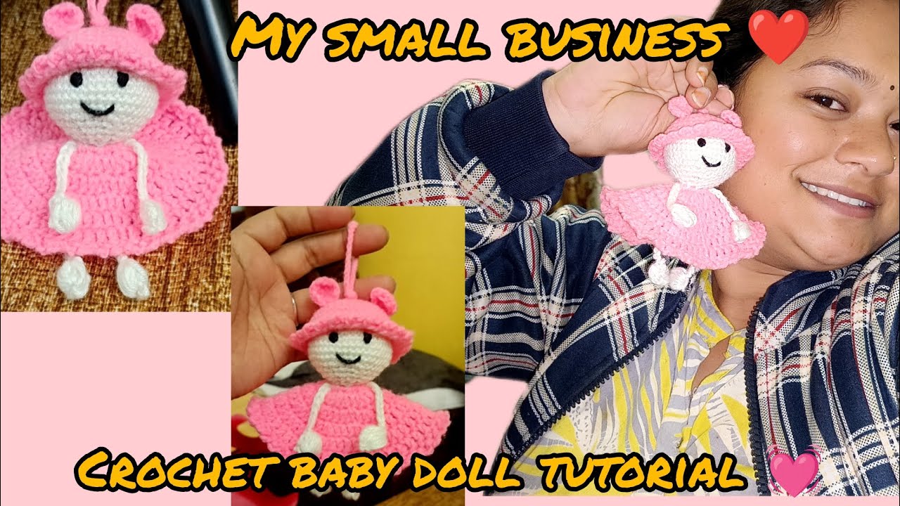 My small crochet business❤️/pink doll tutorial video💓#viral #viralvideo #crochet #artist 