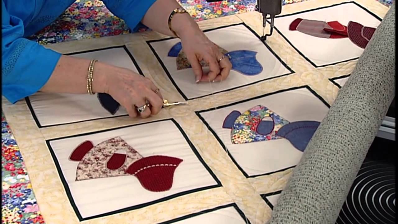 Quilting on a Sun Bonnet Sue Quilt