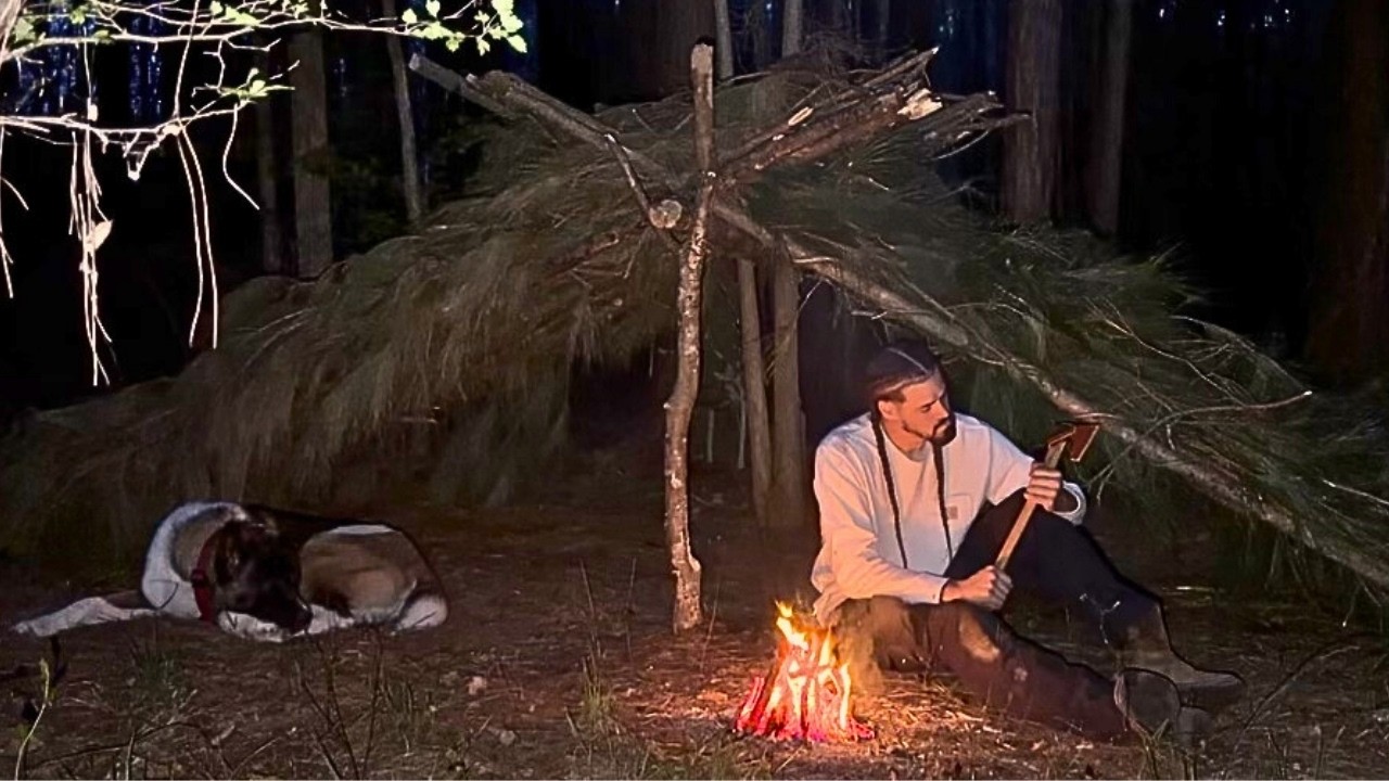 Building an A-Frame Shelter in Wet Conditions (No Tent) | PrimitiveWIL EP:16