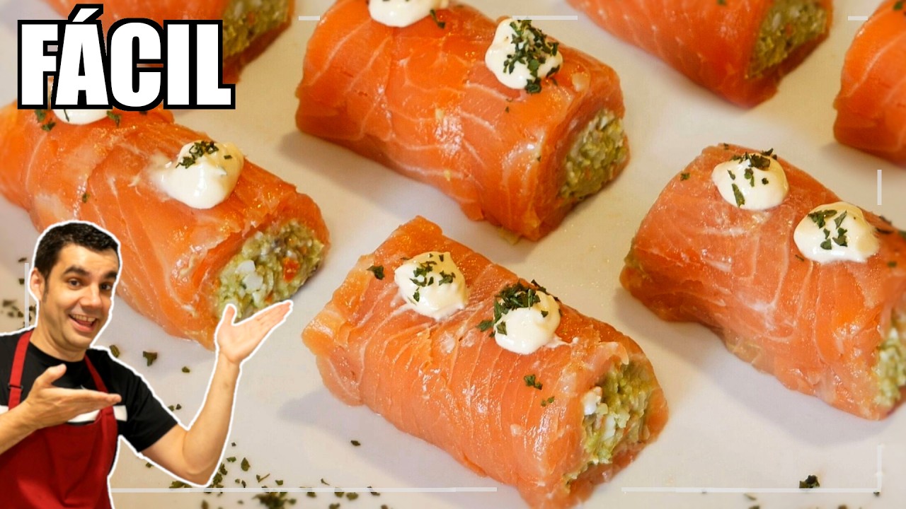 ¡Aperitivos NAVIDEÑOS FÁCILES con SALMÓN AHUMADO!