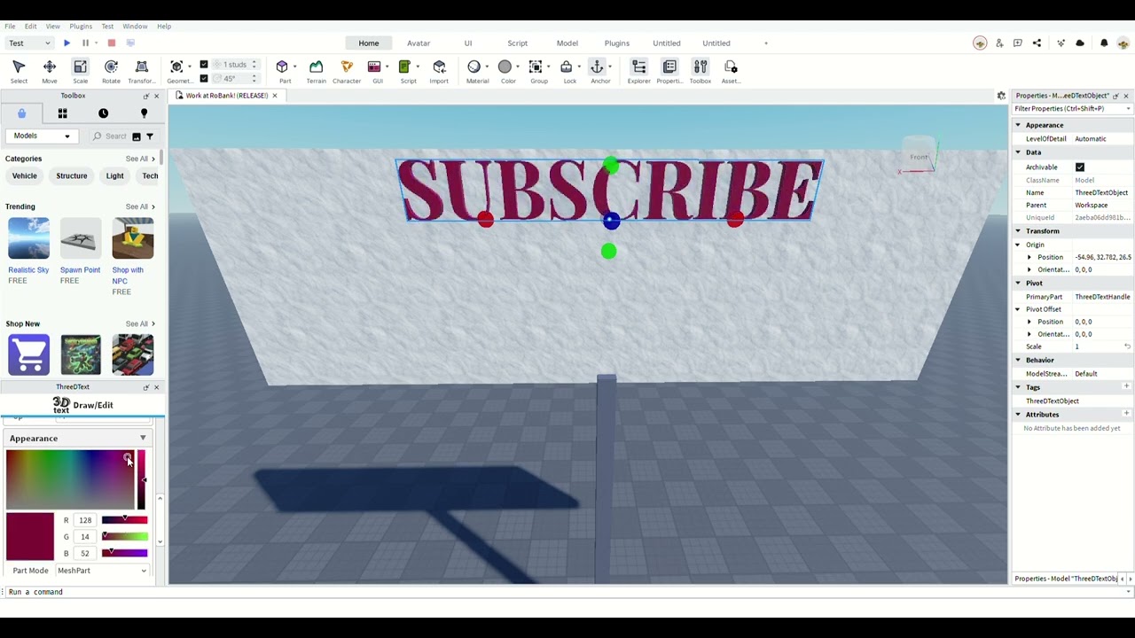 How to get 3D Texts in Roblox Studio!